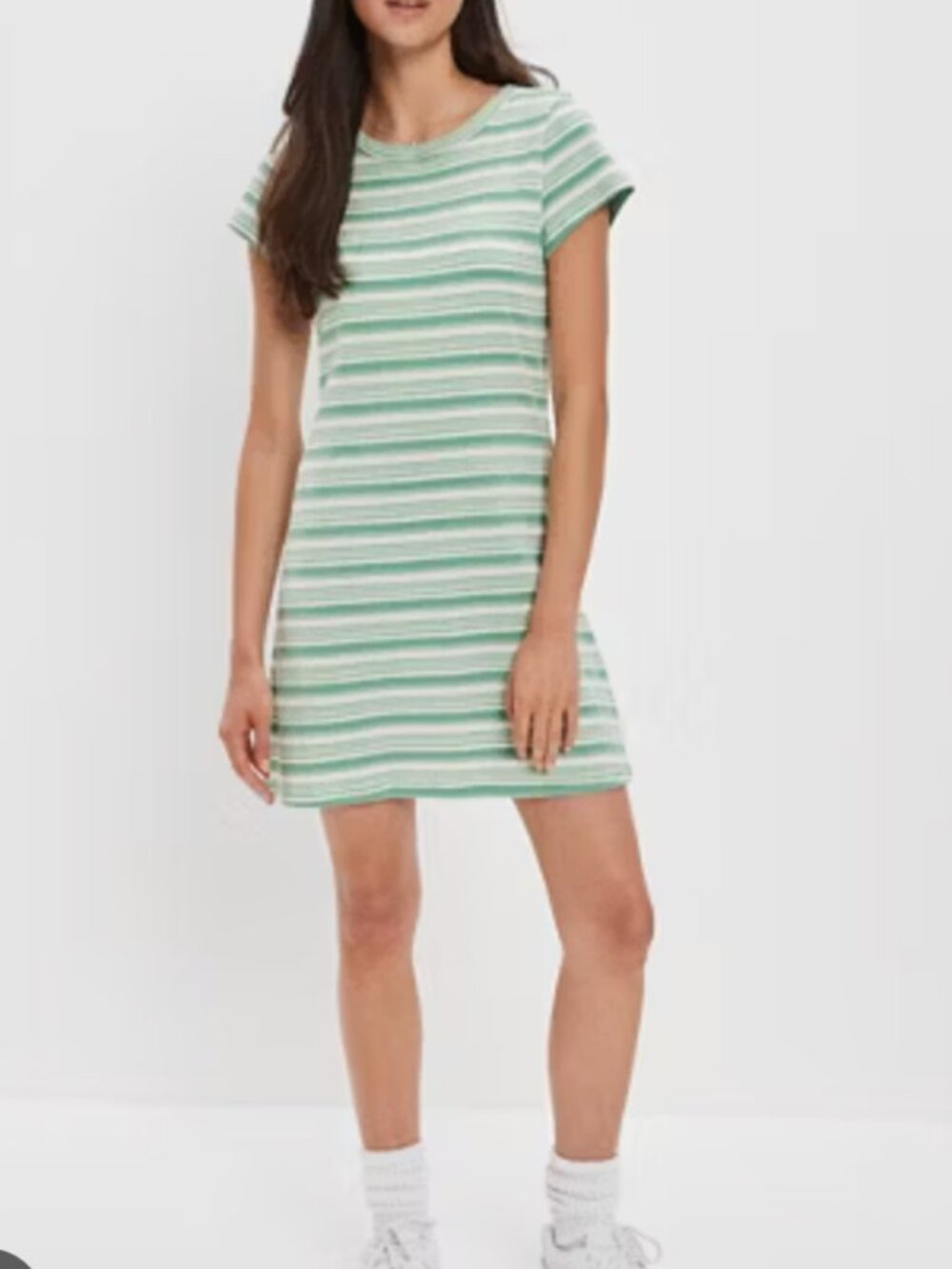 American Eagle Green Stripe Knit Mini Dress Medium